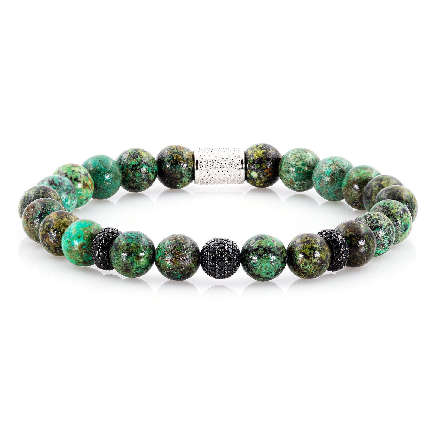 African Türkis SilverLine Zirkon 8mm S 925 Sterling Silber Rohdiniert