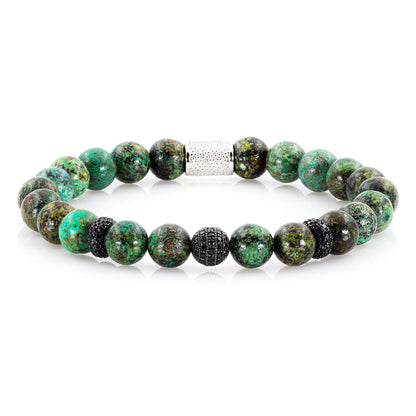 African Türkis SilverLine Zirkon 8mm S 925 Sterling Silber Rohdiniert