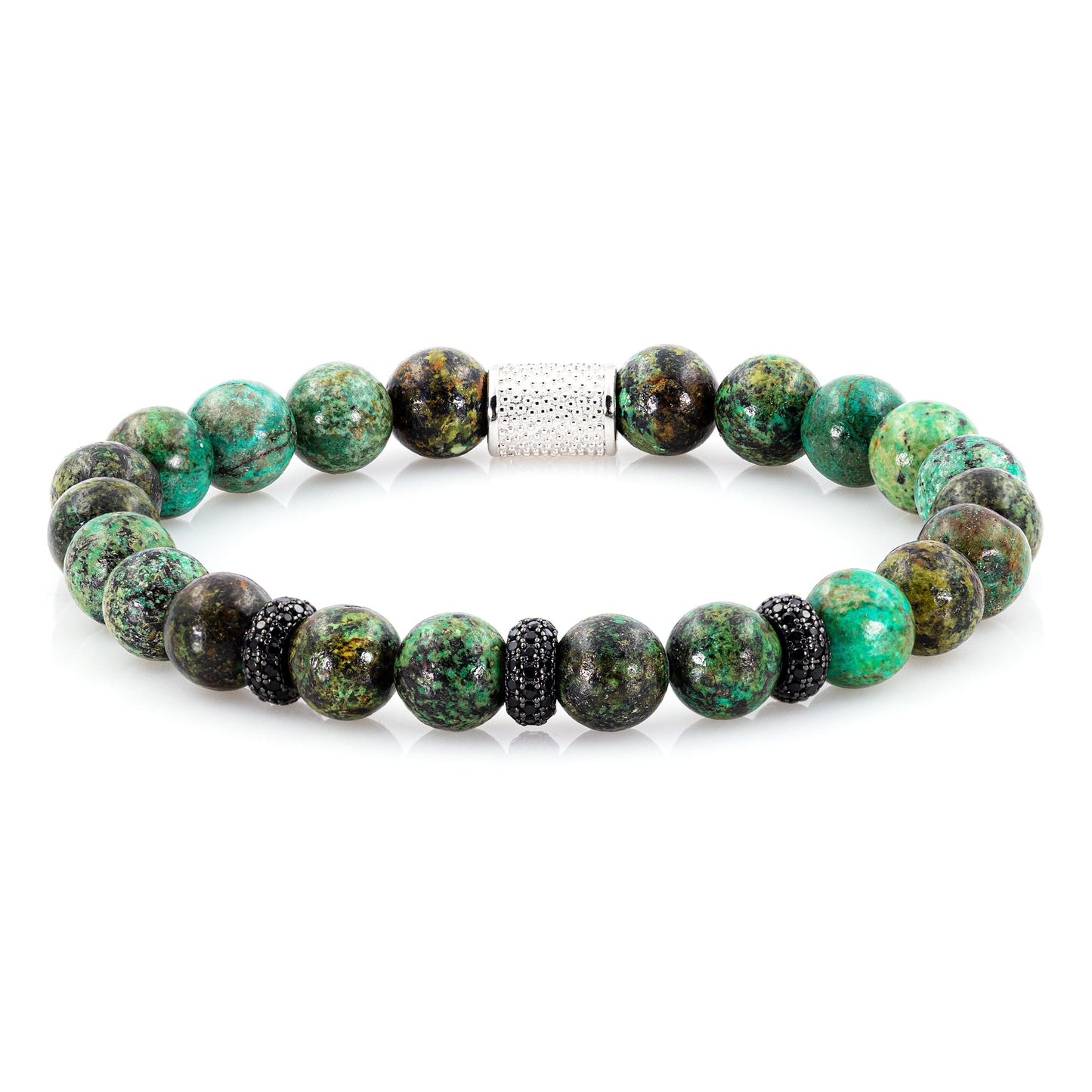 African Türkis SilverLine Zirkon 8mm S 925 Sterling Silber Rohdiniert