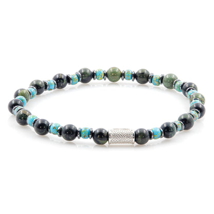 African Türkis Perlen 6mm Miyuki Picasso Seaform Hämatit 925 Sterling Silber Rohdiniert