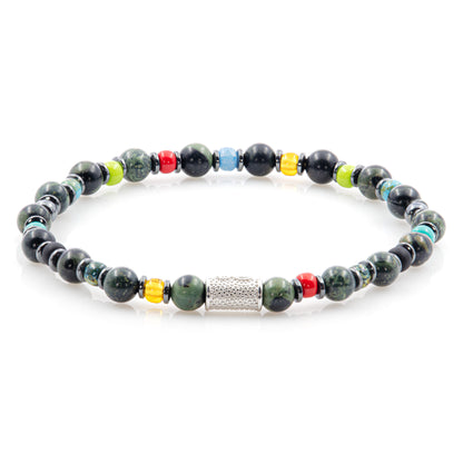 African Türkis Perlen 6mm Miyuki Rainbow Hämatit 925 Sterling Silber Rohdiniert