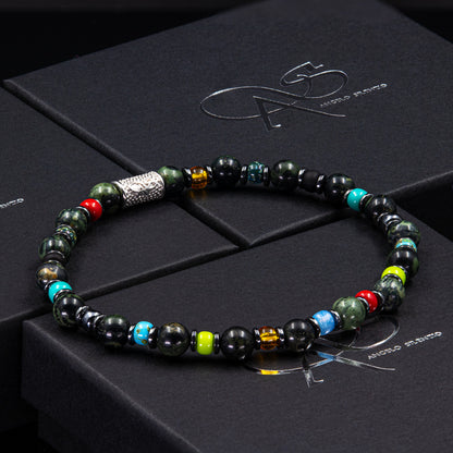African Türkis Perlen 6mm Miyuki Rainbow Hämatit 925 Sterling Silber Rohdiniert