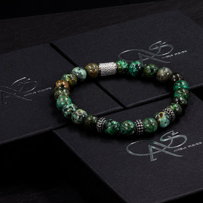 African Türkis SilverLine Zirkon 8mm S 925 Sterling Silber Rohdiniert