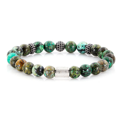 African Türkis SilverLine Zirkon 8mm S 925 Sterling Silber Rohdiniert