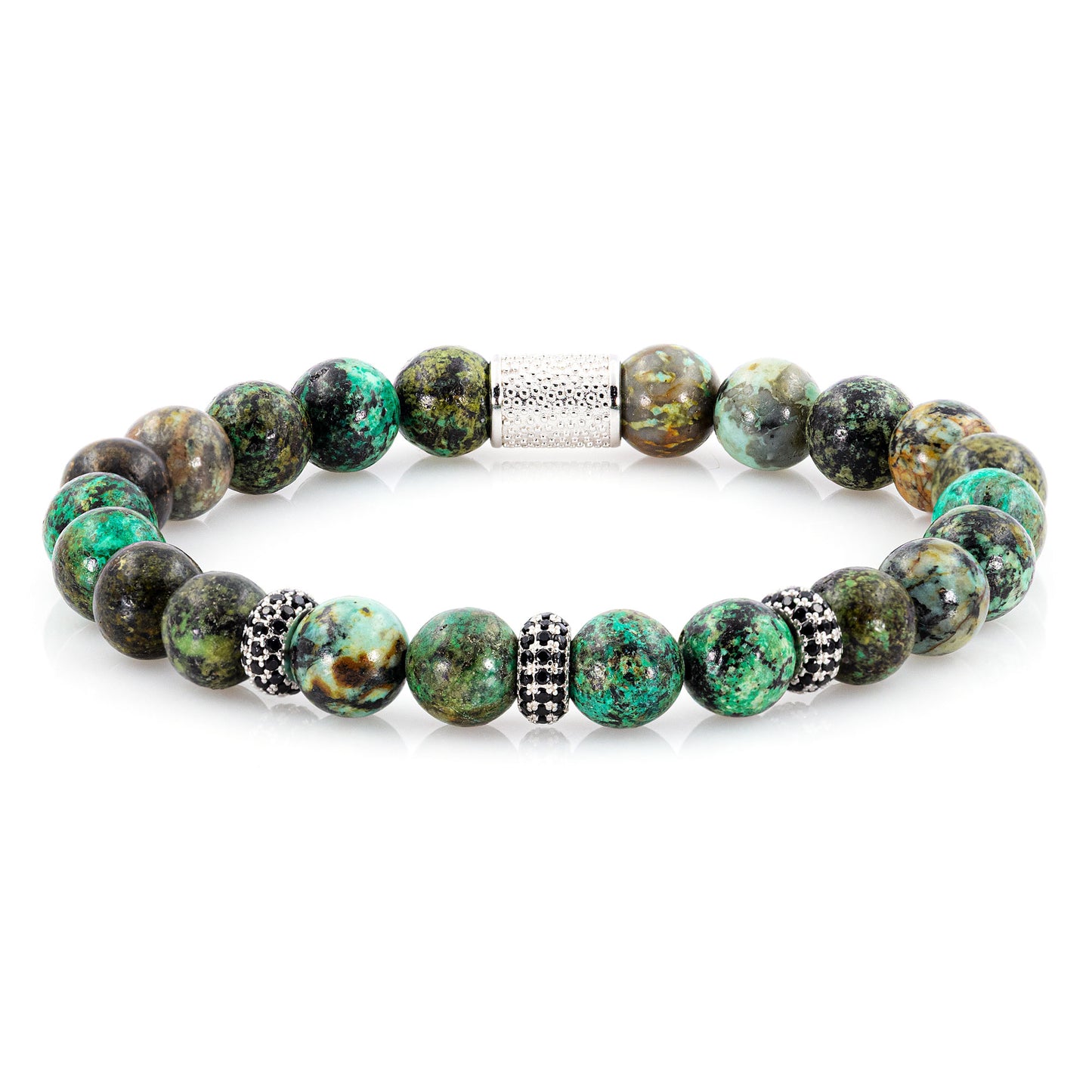 African Türkis SilverLine Zirkon 8mm S 925 Sterling Silber Rohdiniert