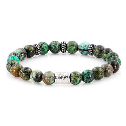 African Türkis SilverLine Zirkon 8mm S 925 Sterling Silber Rohdiniert