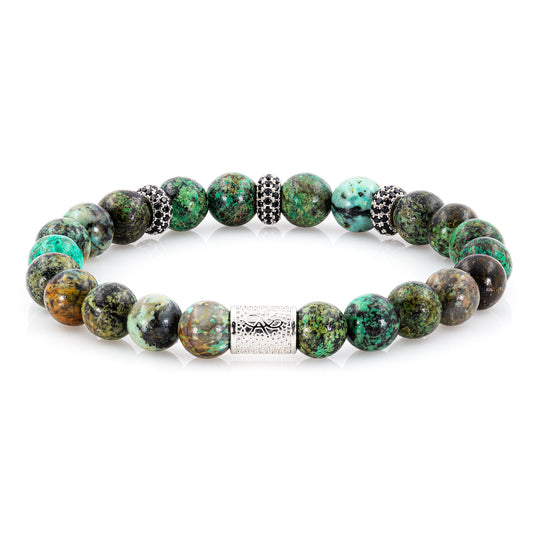 African Türkis SilverLine Zirkon 8mm S 925 Sterling Silber Rohdiniert