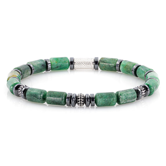 African Green Jade SilverLine Zirkon 6mm S 925 Sterling Silber Rohdiniert