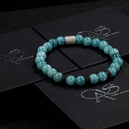 Amazonite SilverLine Zirkon 8mm S 925 Sterling Silber Rohdiniert