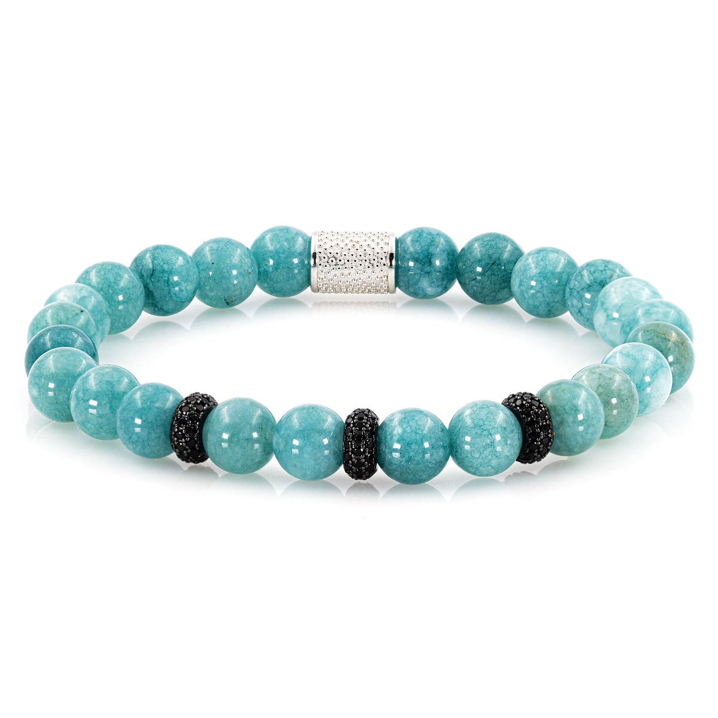 Amazonite SilverLine Zirkon 8mm S 925 Sterling Silber Rohdiniert