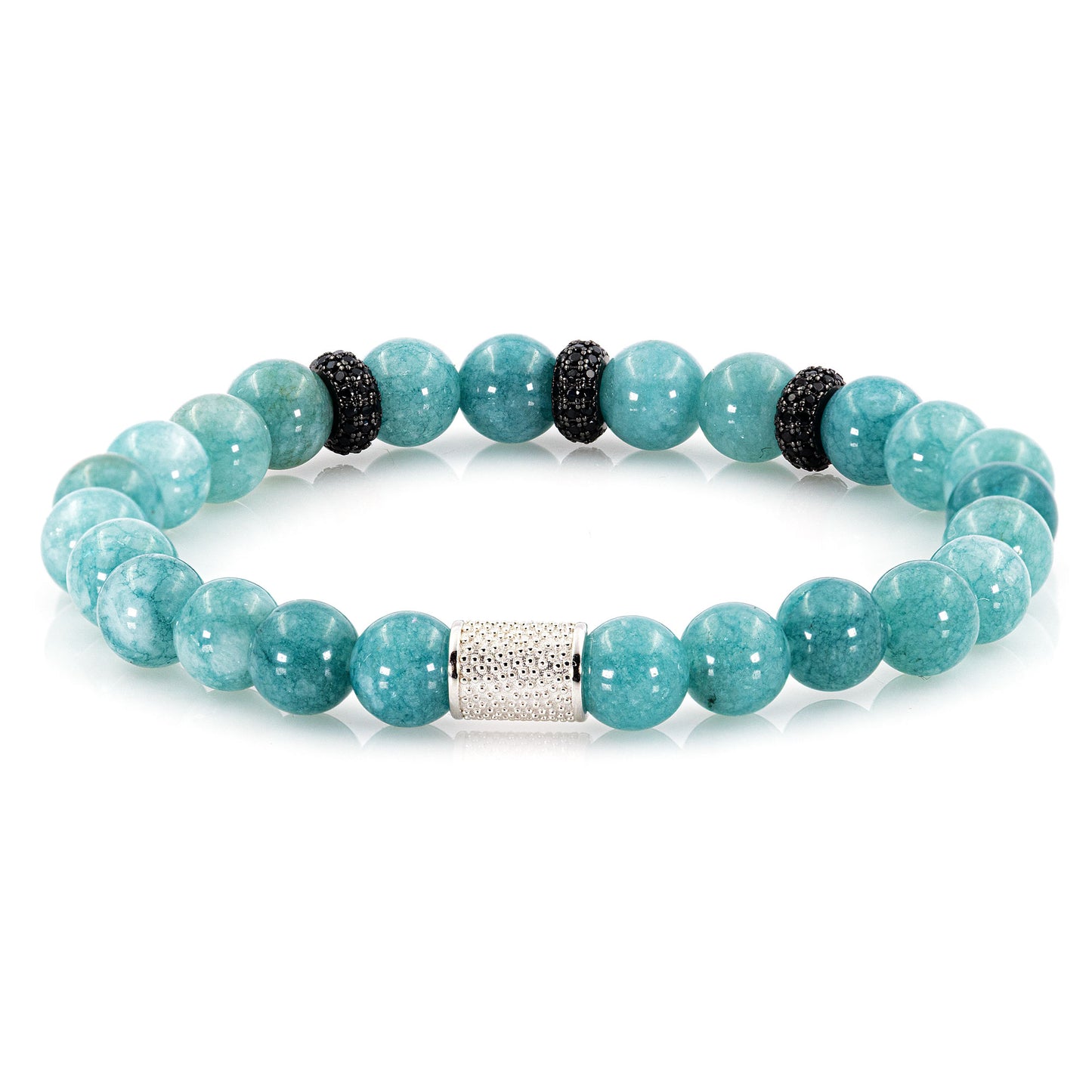 Amazonite SilverLine Zirkon 8mm S 925 Sterling Silber Rohdiniert