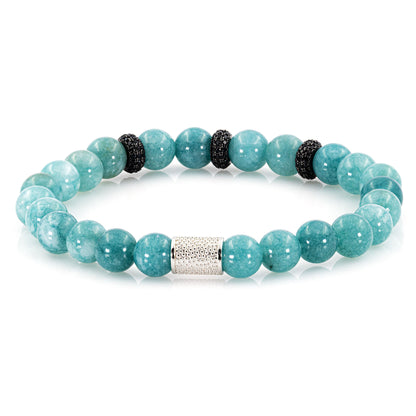 Amazonite SilverLine Zirkon 8mm S 925 Sterling Silber Rohdiniert