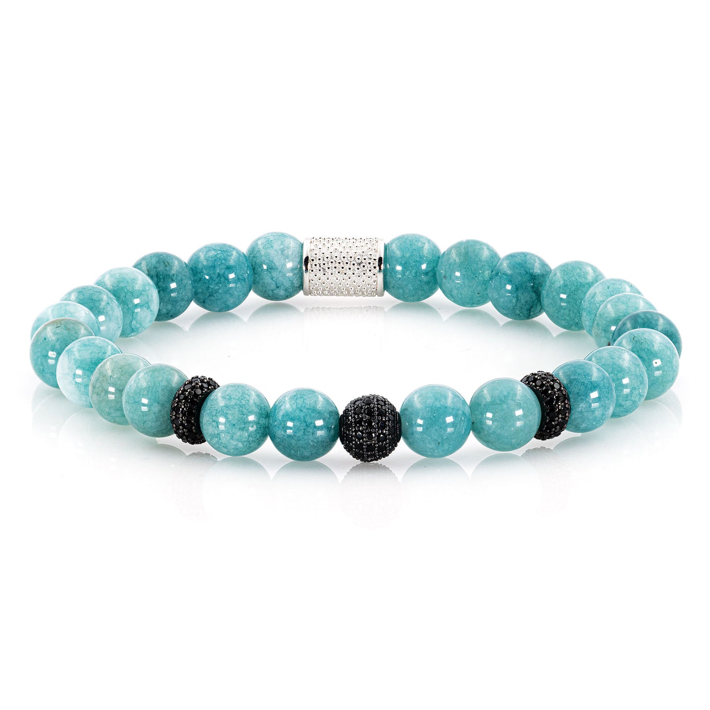 Amazonite SilverLine Zirkon 8mm R 925 Sterling Silber Rohdiniert