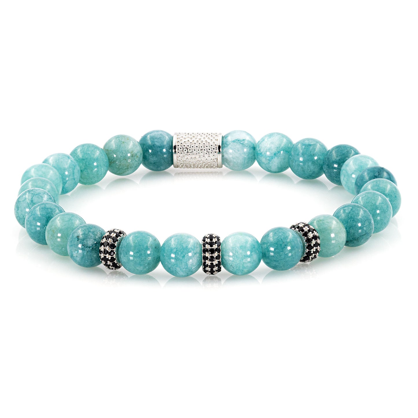 Amazonite SilverLine Zirkon 8mm S 925 Sterling Silber Rohdiniert