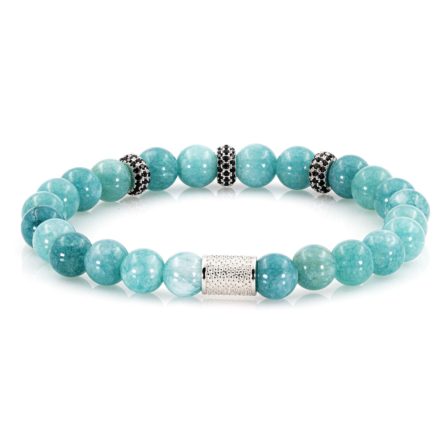 Amazonite SilverLine Zirkon 8mm S 925 Sterling Silber Rohdiniert
