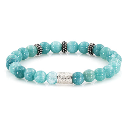 Amazonite SilverLine Zirkon 8mm S 925 Sterling Silber Rohdiniert