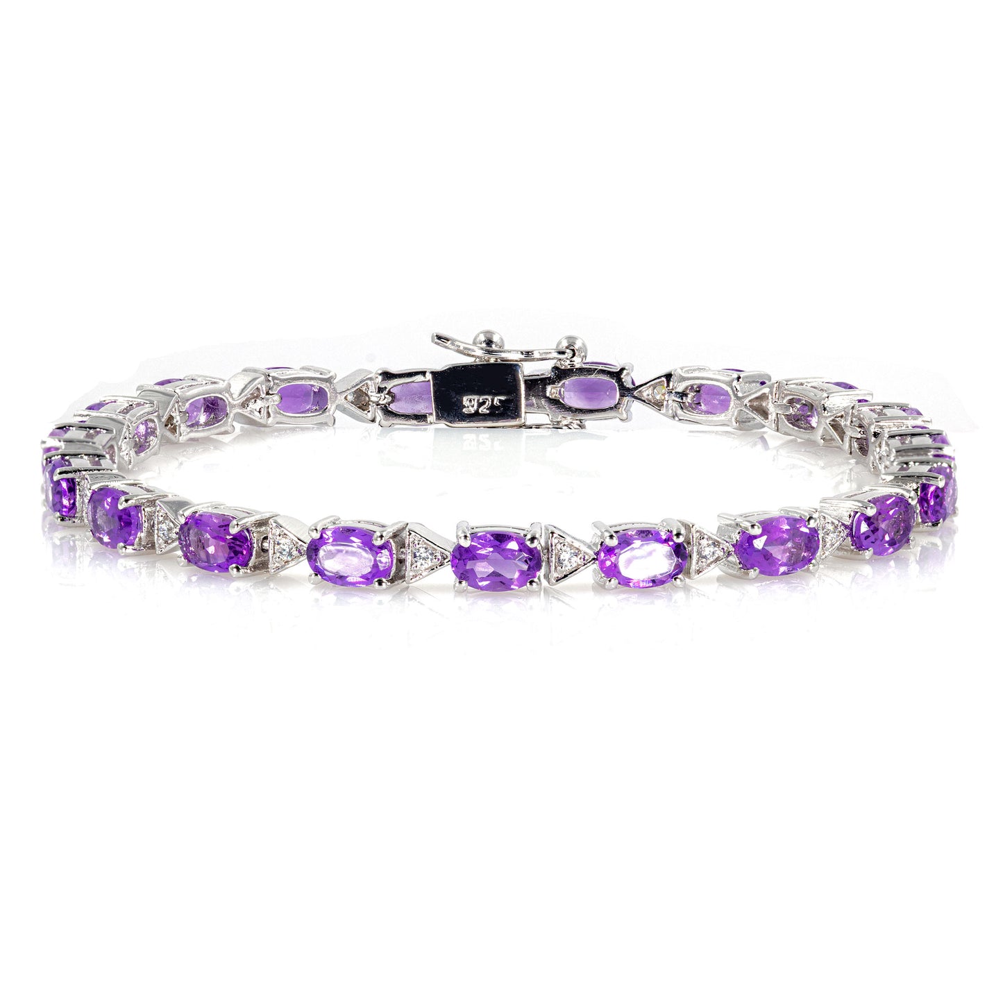 925 Sterling Silber Amethyst Edelstein AAA Armband