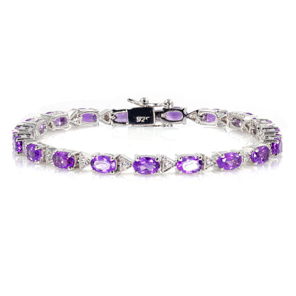 925 Sterling Silber Amethyst Edelstein AAA Armband