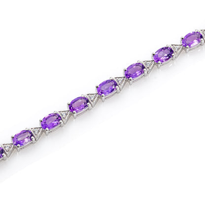 925 Sterling Silber Amethyst Edelstein AAA Armband