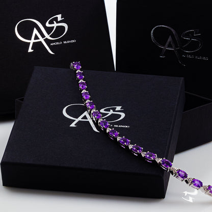 925 Sterling Silber Amethyst Edelstein AAA Armband