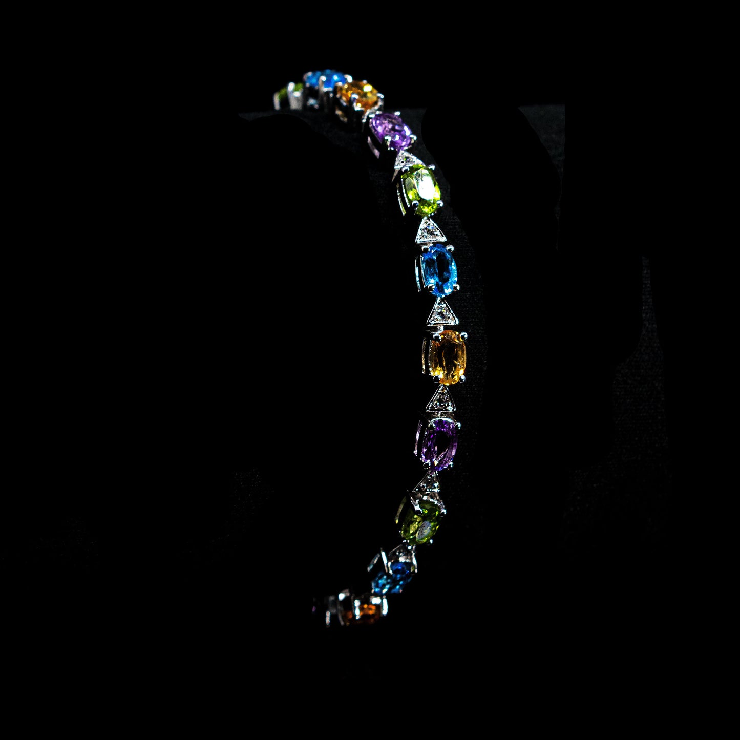 925 Sterling Silber Amethyst, Peridot, Citrin & Blue Topaz Edelstein AAA Armband