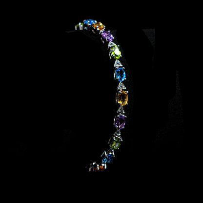 925 Sterling Silber Amethyst, Peridot, Citrin & Blue Topaz Edelstein AAA Armband