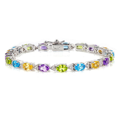 925 Sterling Silber Amethyst, Peridot, Citrin & Blue Topaz Edelstein AAA Armband