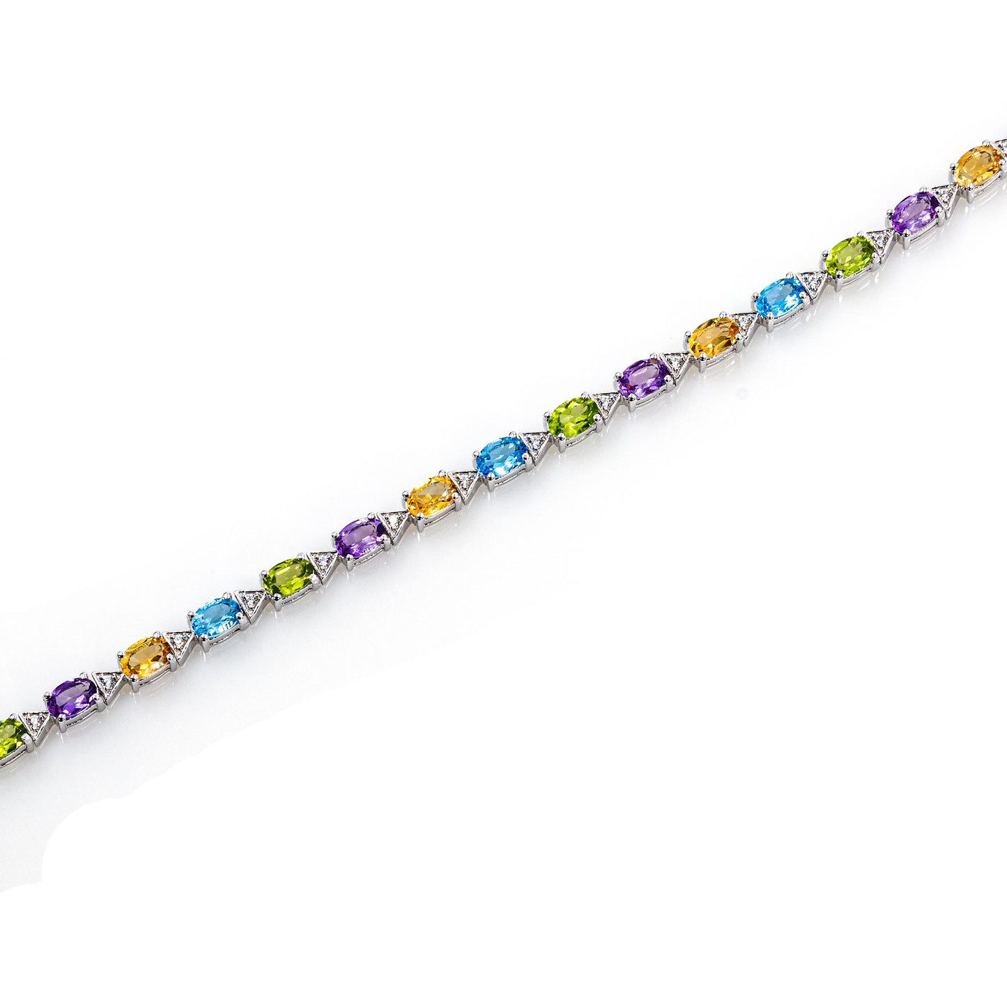 925 Sterling Silber Amethyst, Peridot, Citrin & Blue Topaz Edelstein AAA Armband