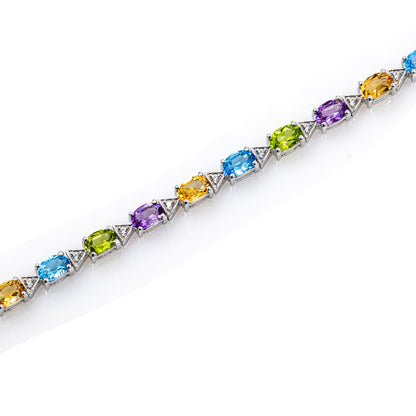925 Sterling Silber Amethyst, Peridot, Citrin & Blue Topaz Edelstein AAA Armband