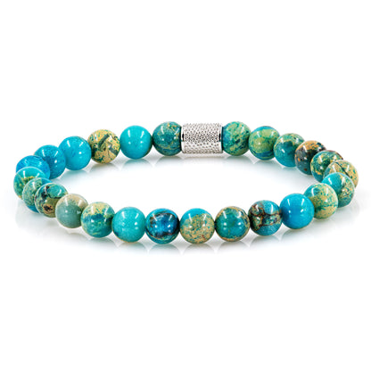 Aqua Terra Jaspis Perlen 925 Sterling Silber Rohdiniert