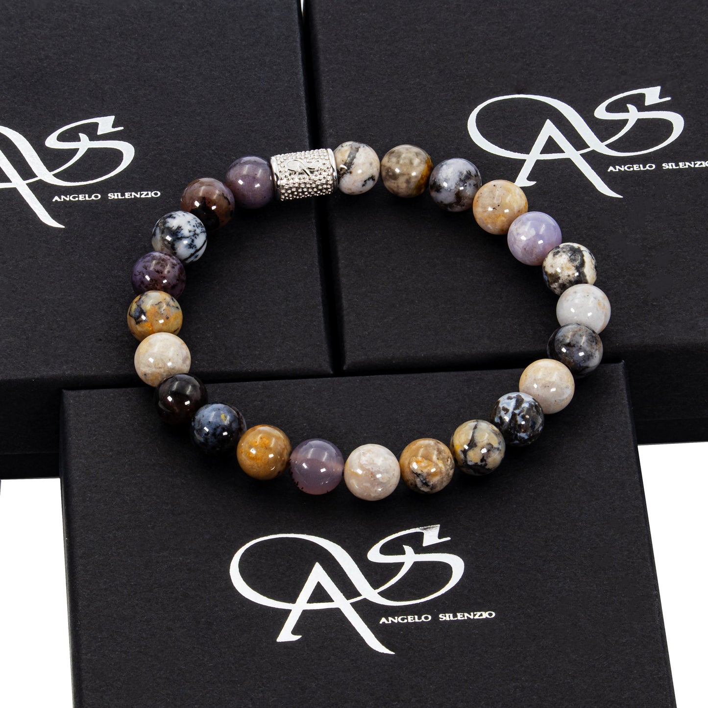 Baumachat Perlen 925 Sterling Silber Rohdiniert