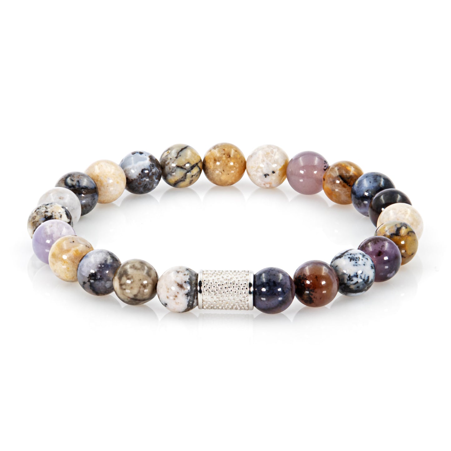 Baumachat Perlen 925 Sterling Silber Rohdiniert