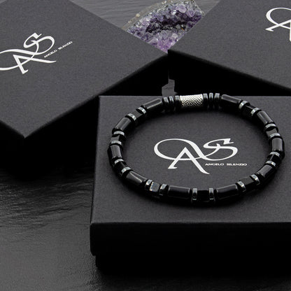 Black Achat Perlen 6mm Cube Black 925 Sterling Silber