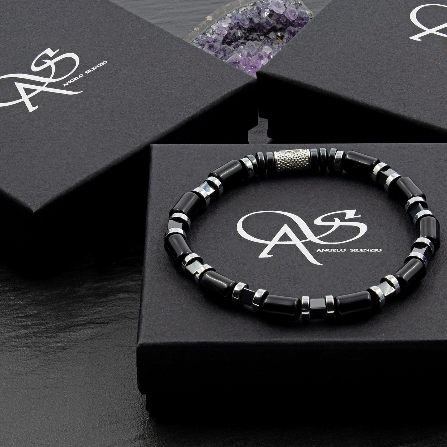Black Achat Perlen 6mm Cube Silver 925 Sterling Silber