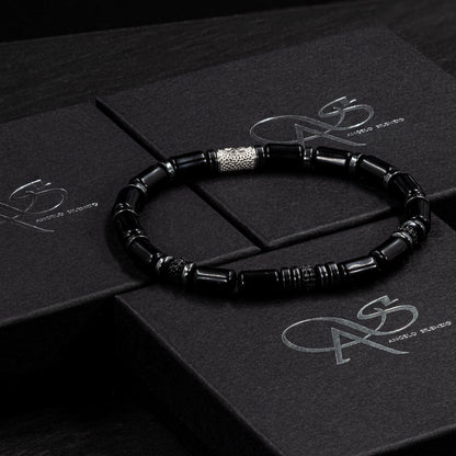 Black Achat SilverLine Zirkon 6mm S 925 Sterling Silber Rohdiniert