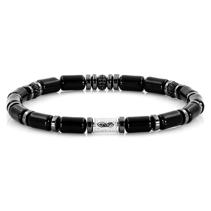 Black Achat SilverLine Zirkon 6mm S 925 Sterling Silber Rohdiniert