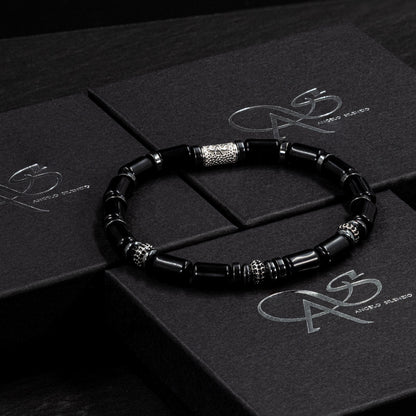 Black Achat SilverLine Zirkon 6mm S 925 Sterling Silber Rohdiniert