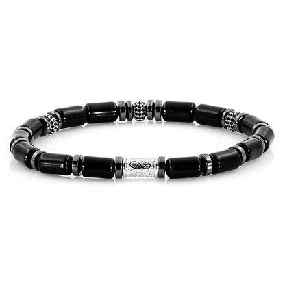 Black Achat SilverLine Zirkon 6mm S 925 Sterling Silber Rohdiniert