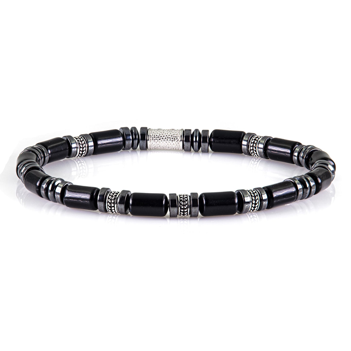 Black Achat Silver Orzo 6mm 925 Sterling Silber Rohdiniert