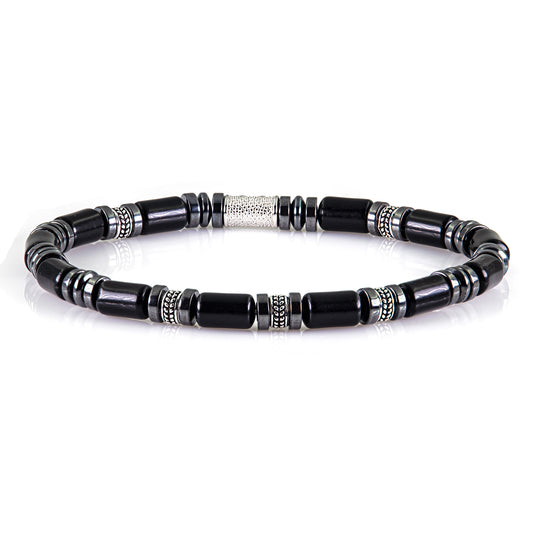 Black Achat Silver Orzo 6mm 925 Sterling Silber Rohdiniert