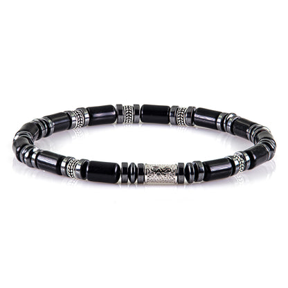 Black Achat Silver Orzo 6mm 925 Sterling Silber Rohdiniert