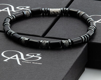 Black Achat Silver Orzo 6mm 925 Sterling Silber Rohdiniert
