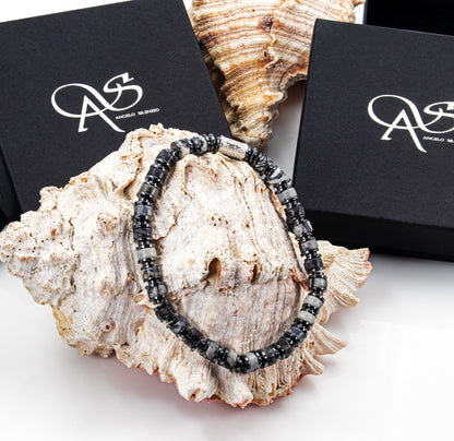 Black Picasso Perlen 925 Sterling Silber Rohdiniert 6mm