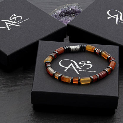 Red Agate Perlen 6mm Cube Black 925 Sterling Silber