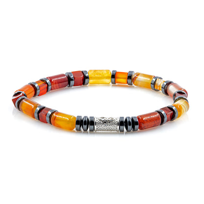 Red Agate Perlen 6mm Cube Black 925 Sterling Silber