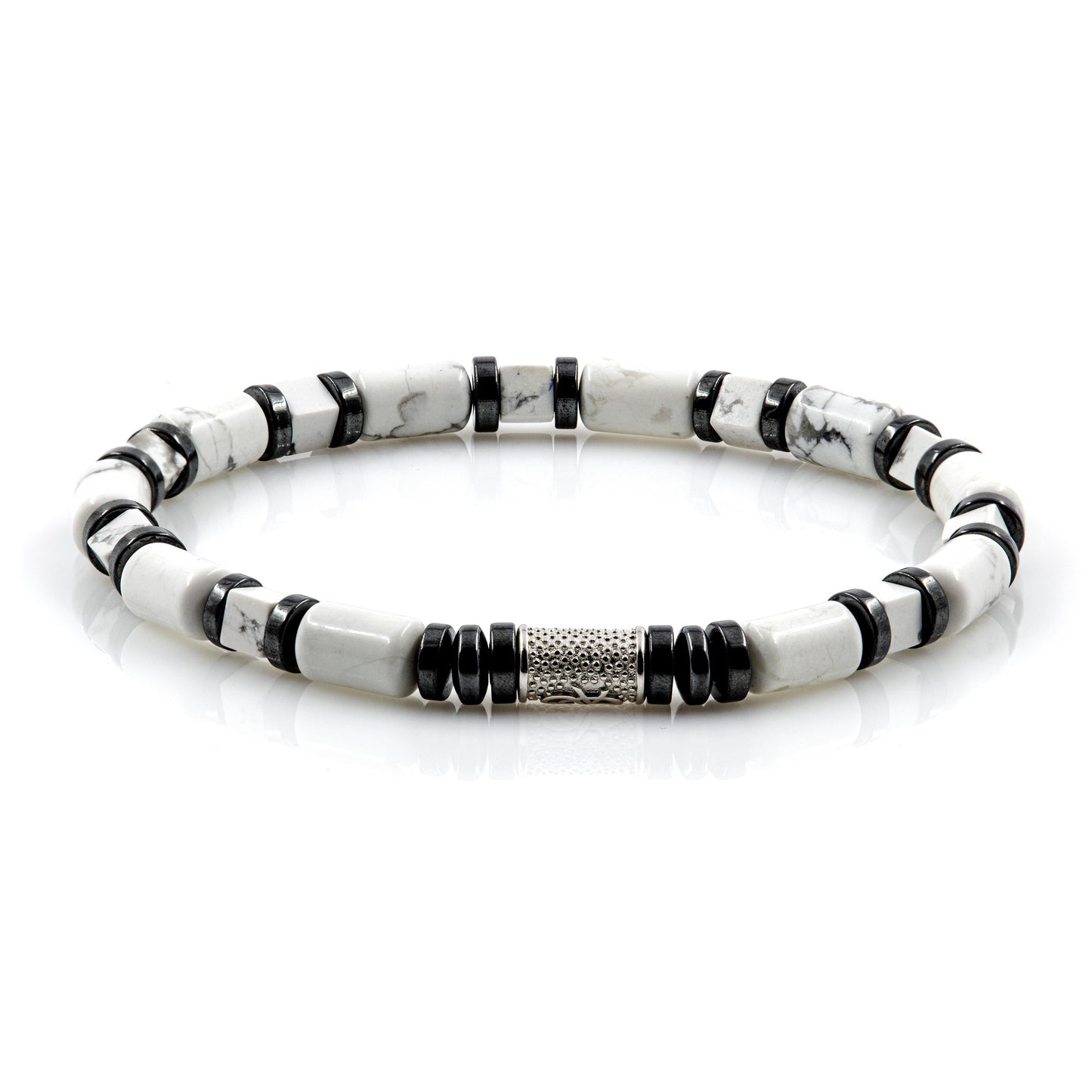 White Turquoise Perlen 6mm Cube Black 925 Sterling Silber