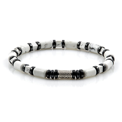 White Turquoise Perlen 6mm Cube Black 925 Sterling Silber