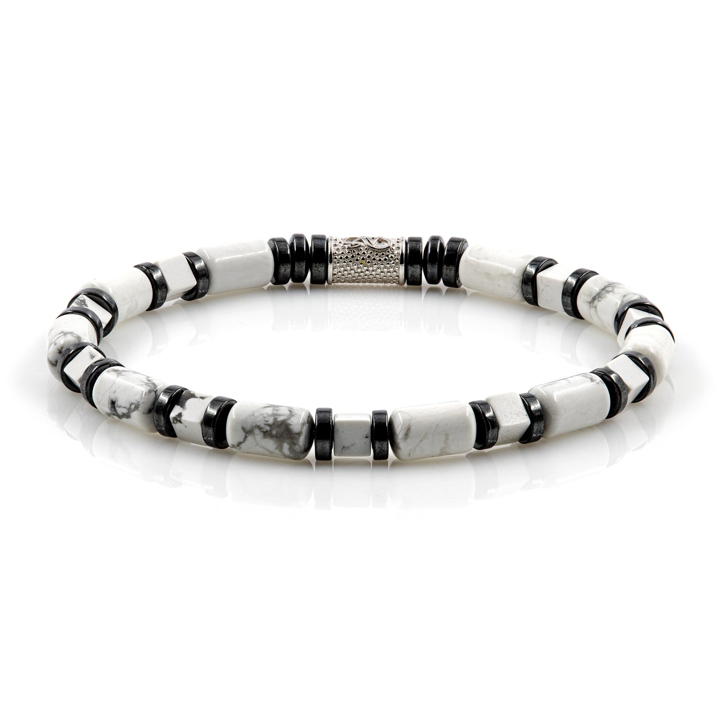 White Turquoise Perlen 6mm Cube Black 925 Sterling Silber