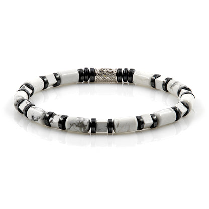 White Turquoise Perlen 6mm Cube Black 925 Sterling Silber