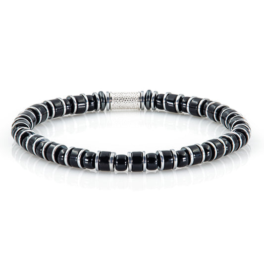 Black Obsidian Miyuki Perlen 925 Sterling Silber Rohdiniert 6mm